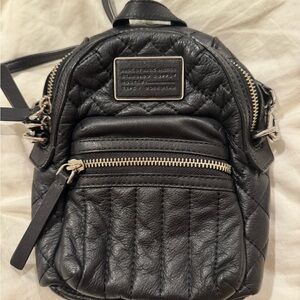 Marc Jacobs Black Quilted Leather Mini Backpack Purse